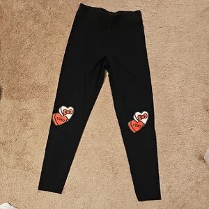 Modcloth Black Leggings with Heart Accents